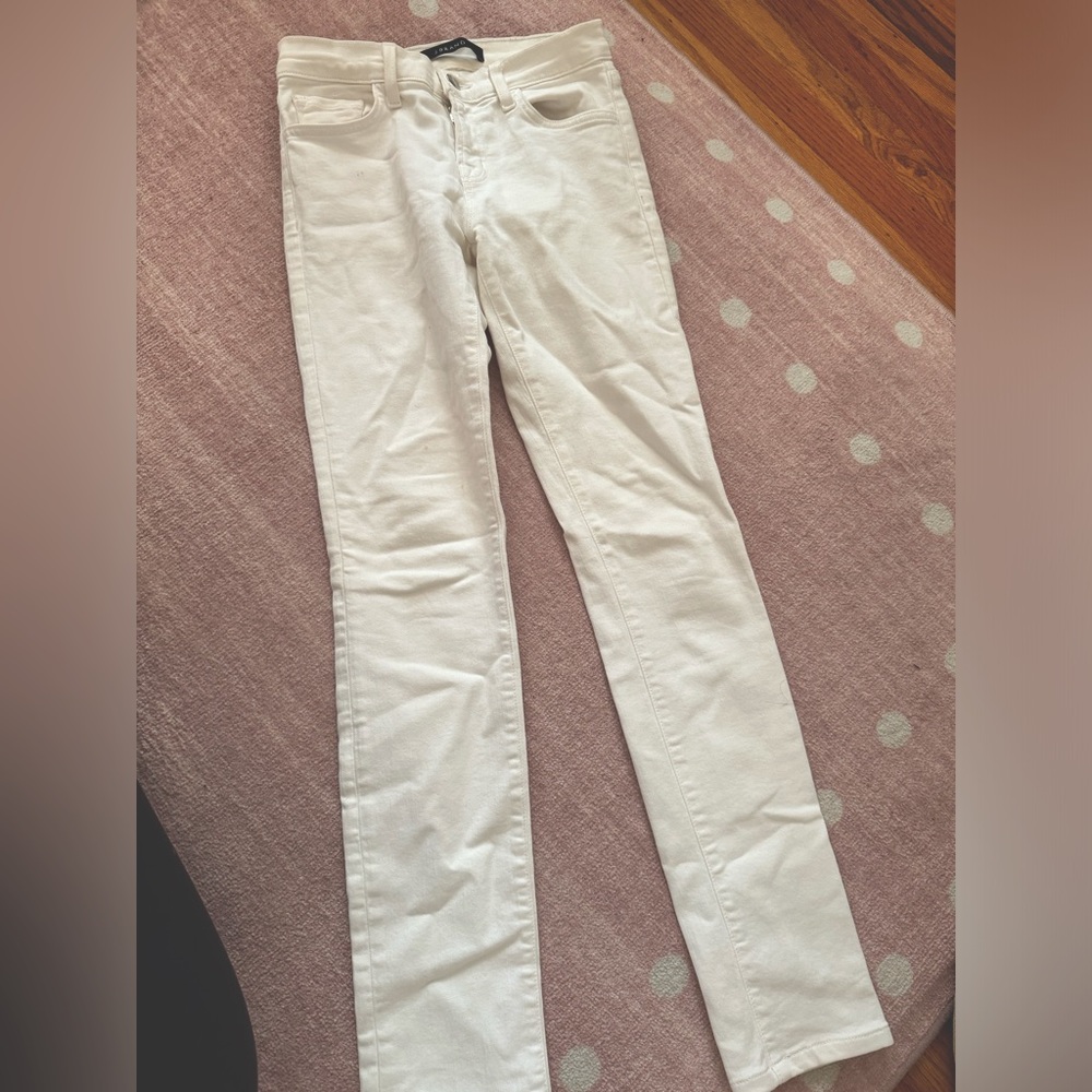 J Brand white straight skinny jeans